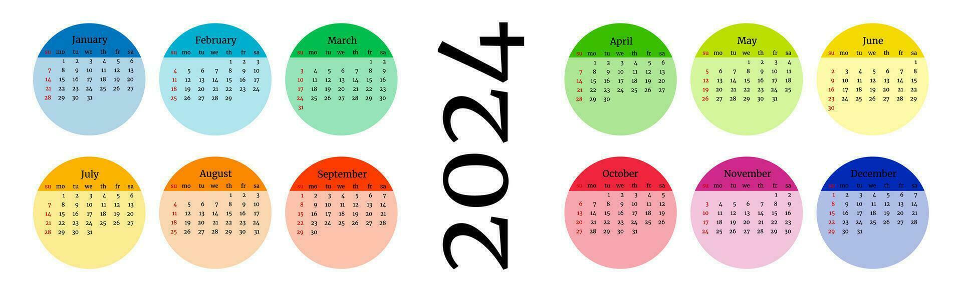 Calendar for 2024 isolated on a white background vector