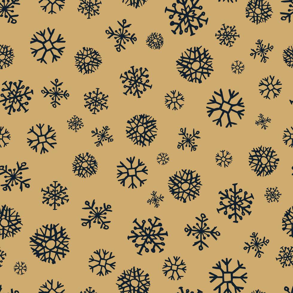 Seamless background of hand drawn snowflakes. Christmas and New Year decoration elements. Vector illustration.