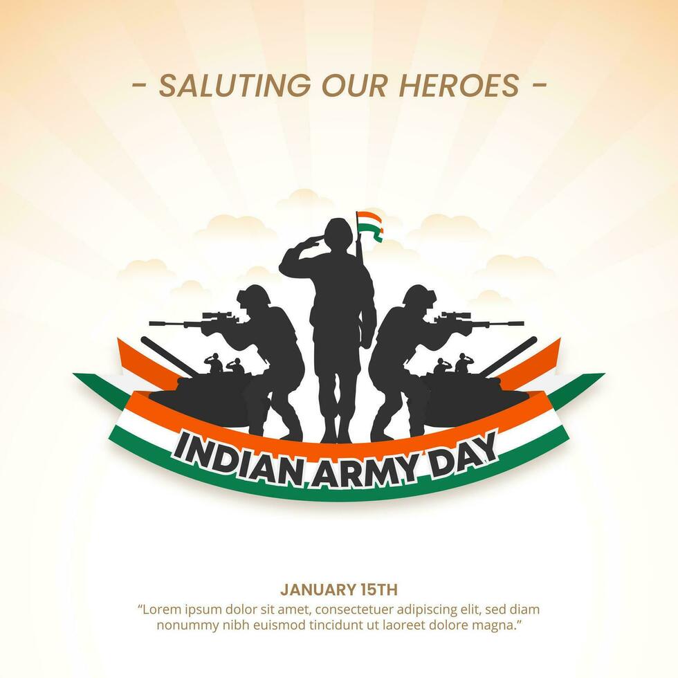 Indian Army Day Background with a silhouette of soldiers vector