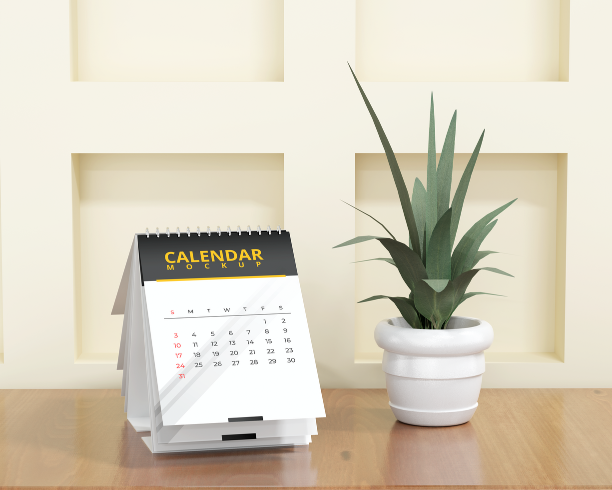 Desk calendar 2024 mockup psd