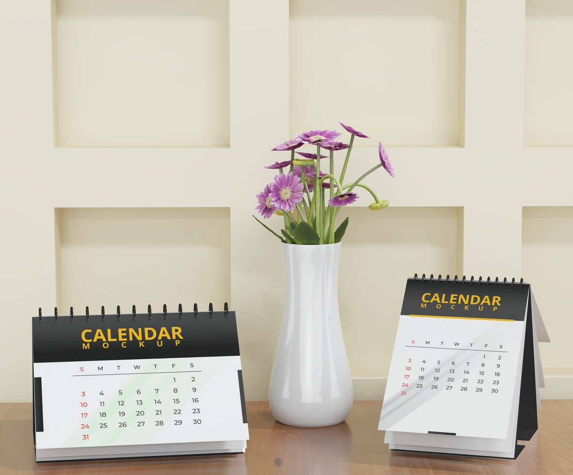 Desk calendar 2024 mockup psd