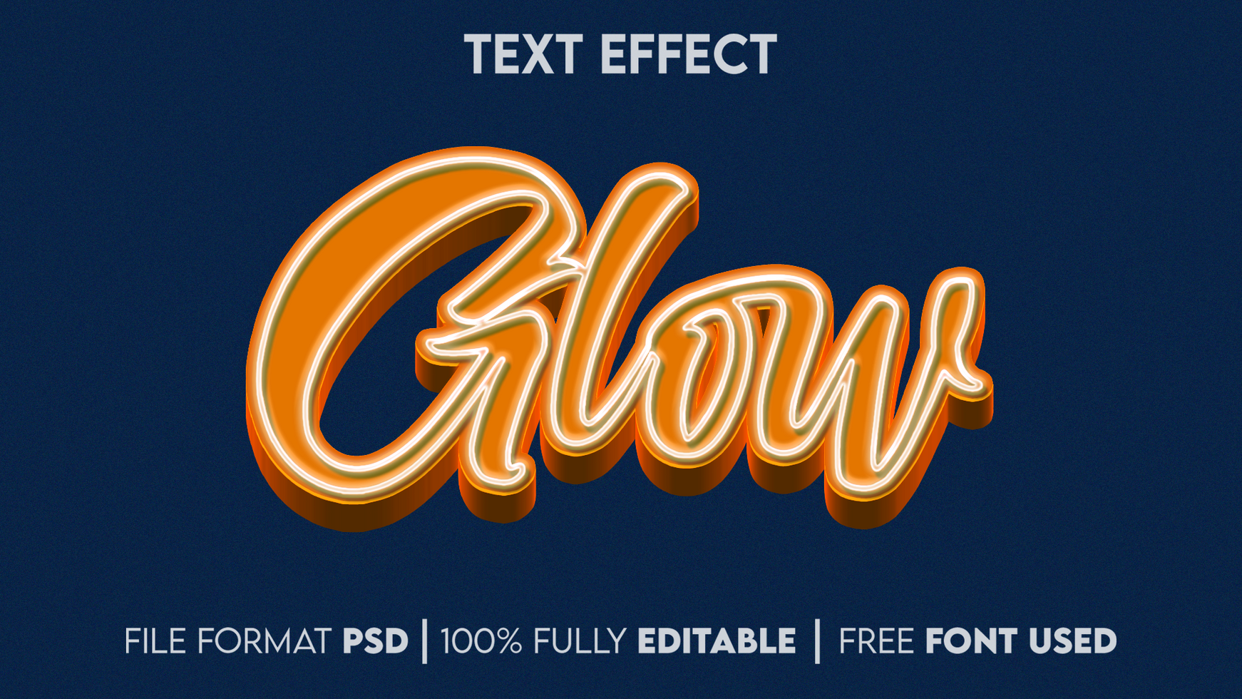 glow 3d editable text effect psd