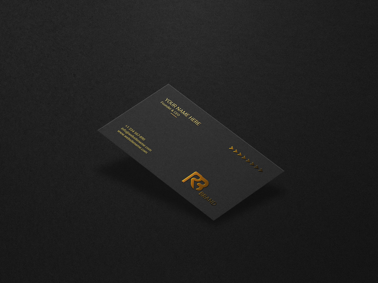 Dark UV Effects Gold Foil Business Card Mockup psd