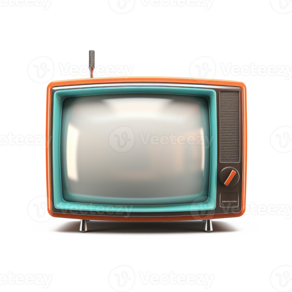AI generated Retro television on isolated transparent background. Old vintage TV set with copy space png