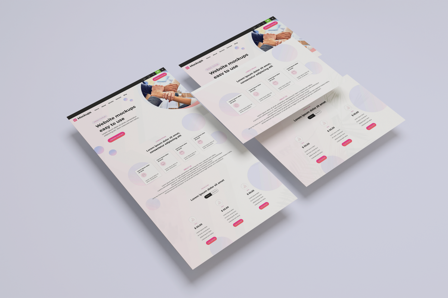 Interface website presentation mockup psd