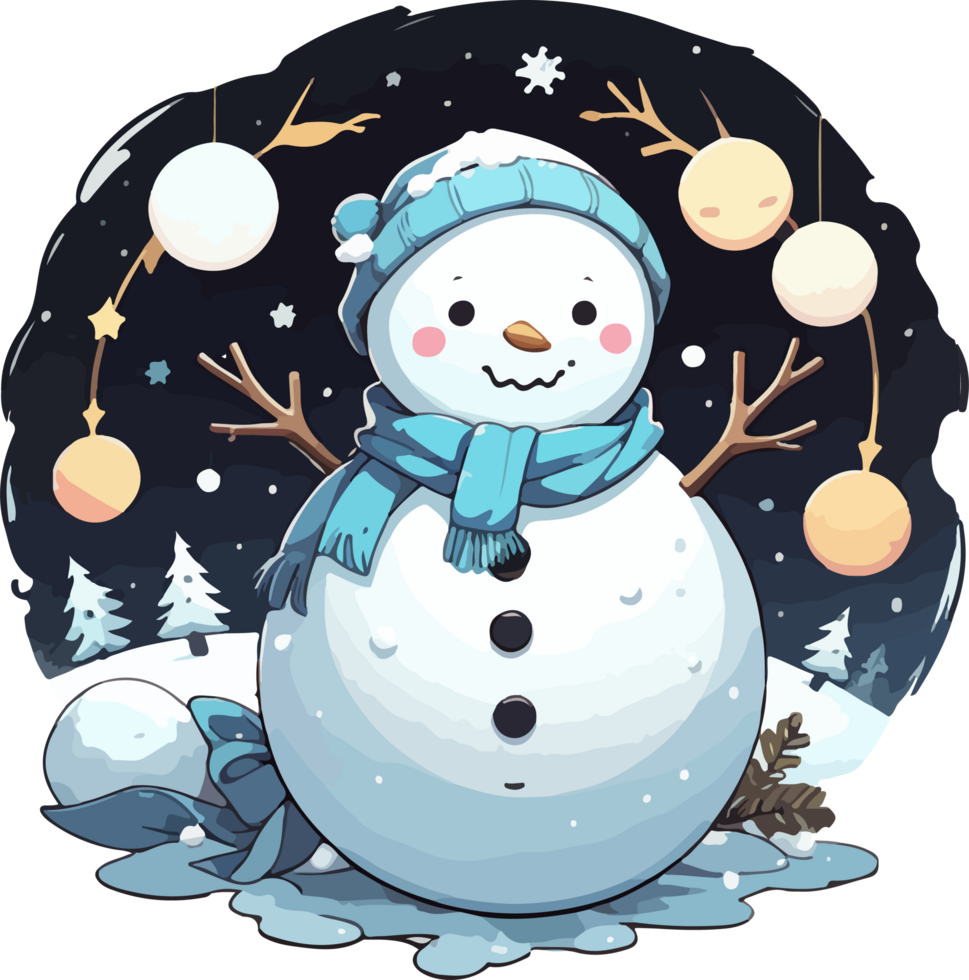 AI generated Christmas Snowman Cartoon Character png
