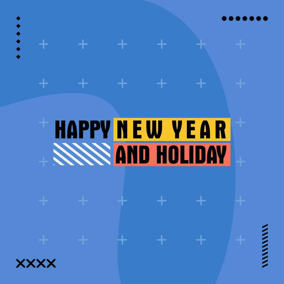 happy new year and holiday greeting social media post with blue background vector
