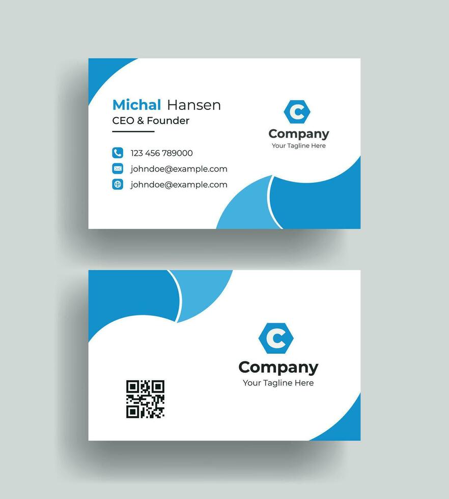 vector corporate Double-sided creative Professional modern simple unique blue minimalist gold elegant business card in red theme