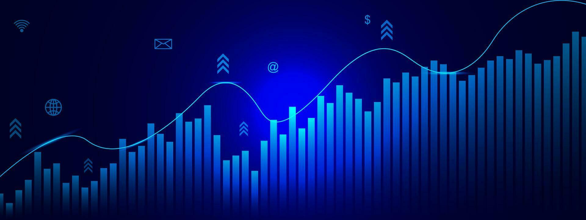 negocio y financiero crecimiento concepto. forex comercio, valores mercado con vela palo para financiero inversión antecedentes. vector ilustración.