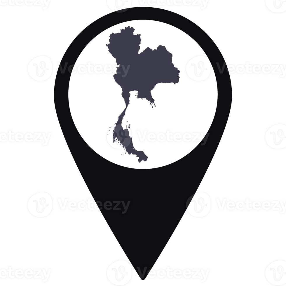 Black Pointer or pin location with Thailand map inside. Map of Thailand png