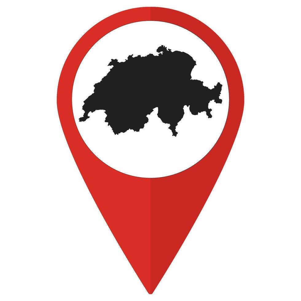 Red Pointer or pin location with Switzerland map inside. Map of Switzerland vector