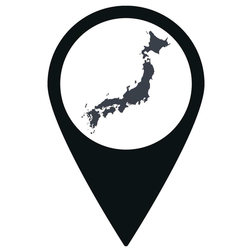 Black Pointer or pin location with Japan map inside. Japan map vector