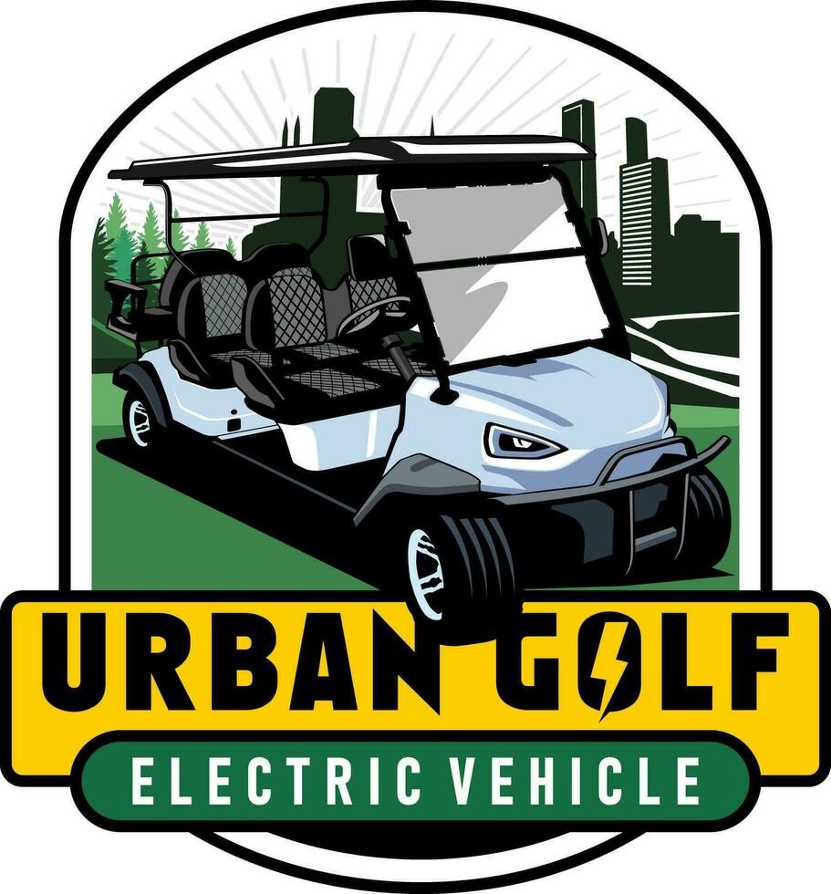 golf cart urban illustration design logo icon vector