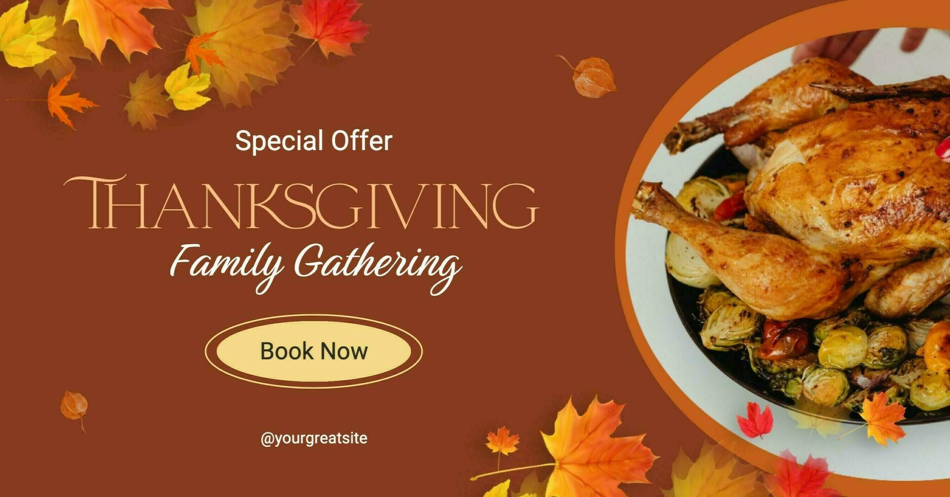 Brown Thanksgiving Restaurant Special Offer Facebook Ads template