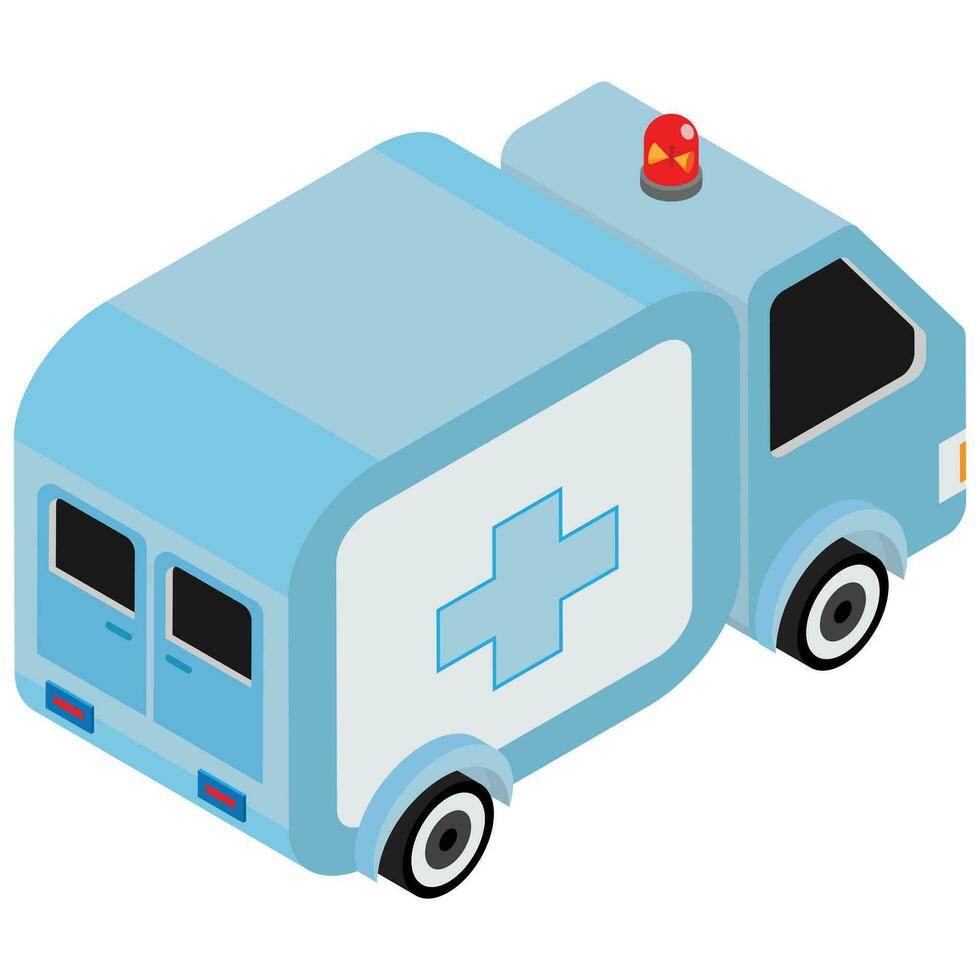 Isometric Blue Ambulance vector