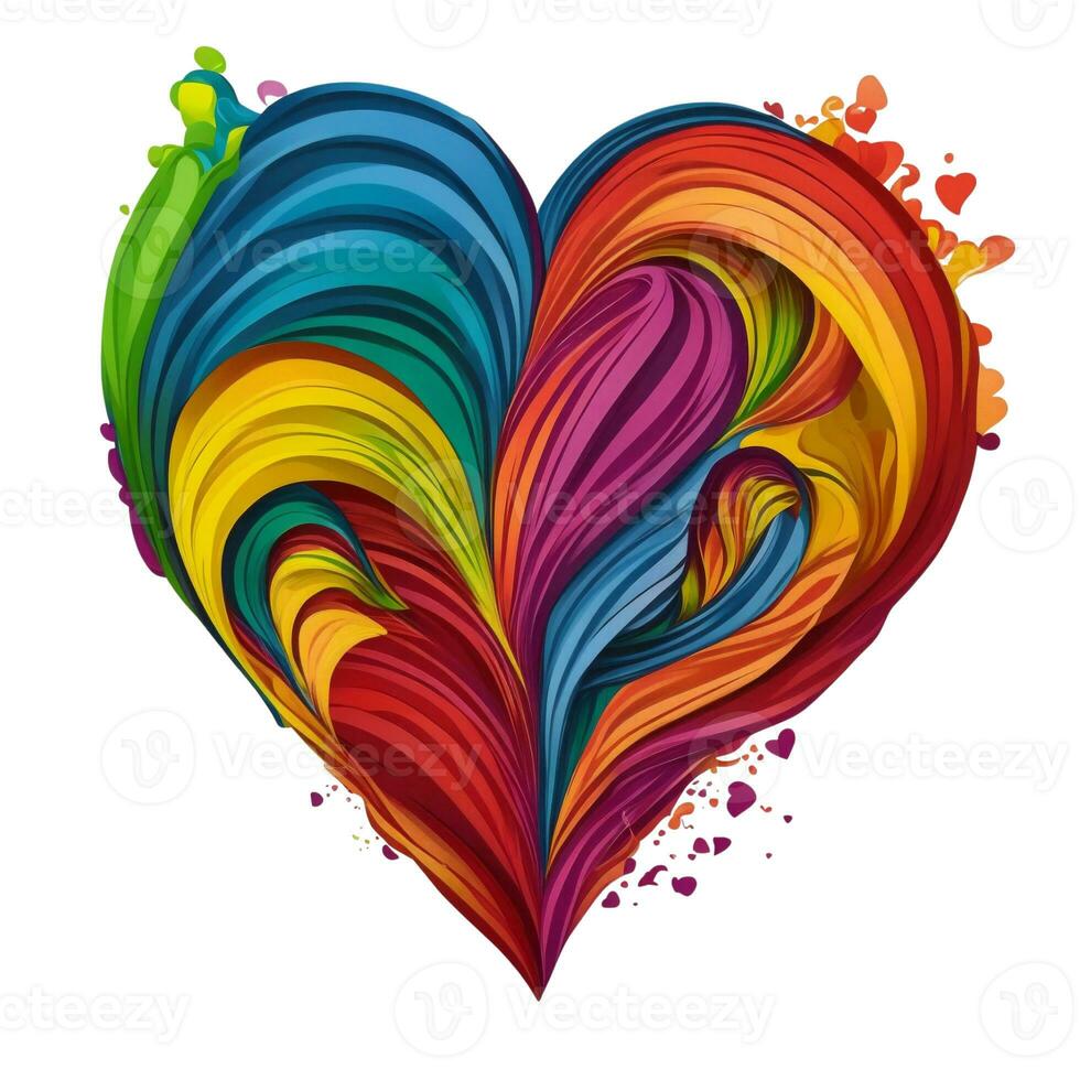 AI generated graphic colorful heart on white background photo