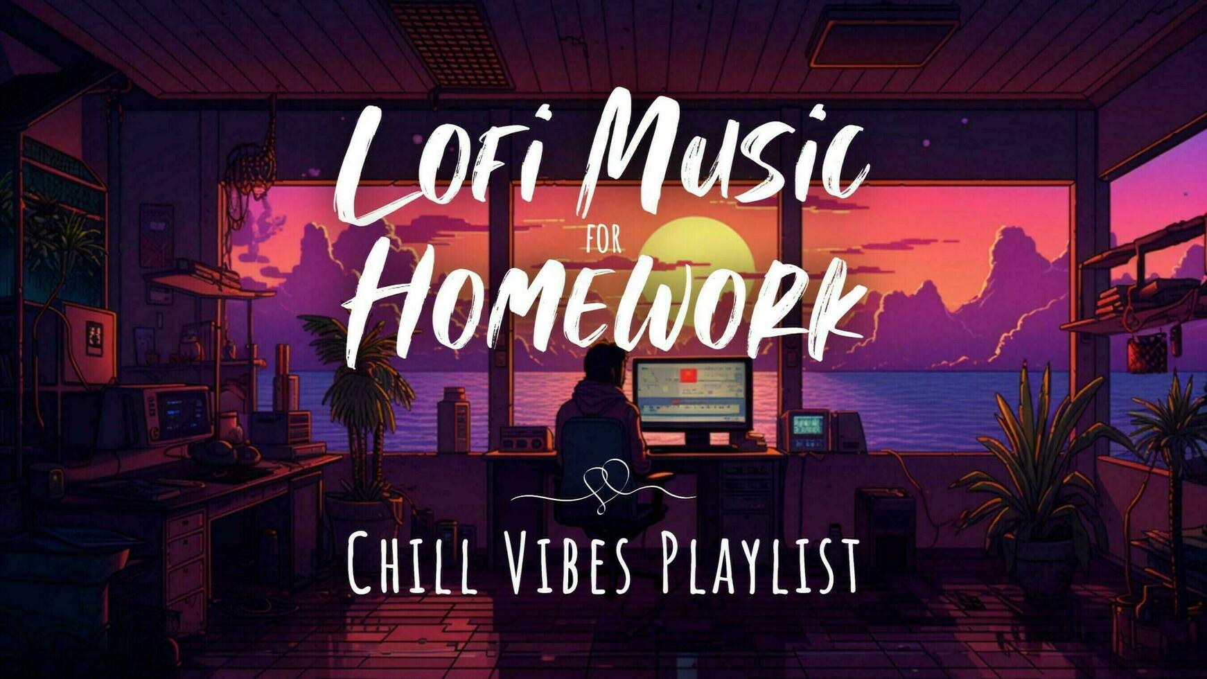 Lofi Music for Homework Youtube Thumbnail template