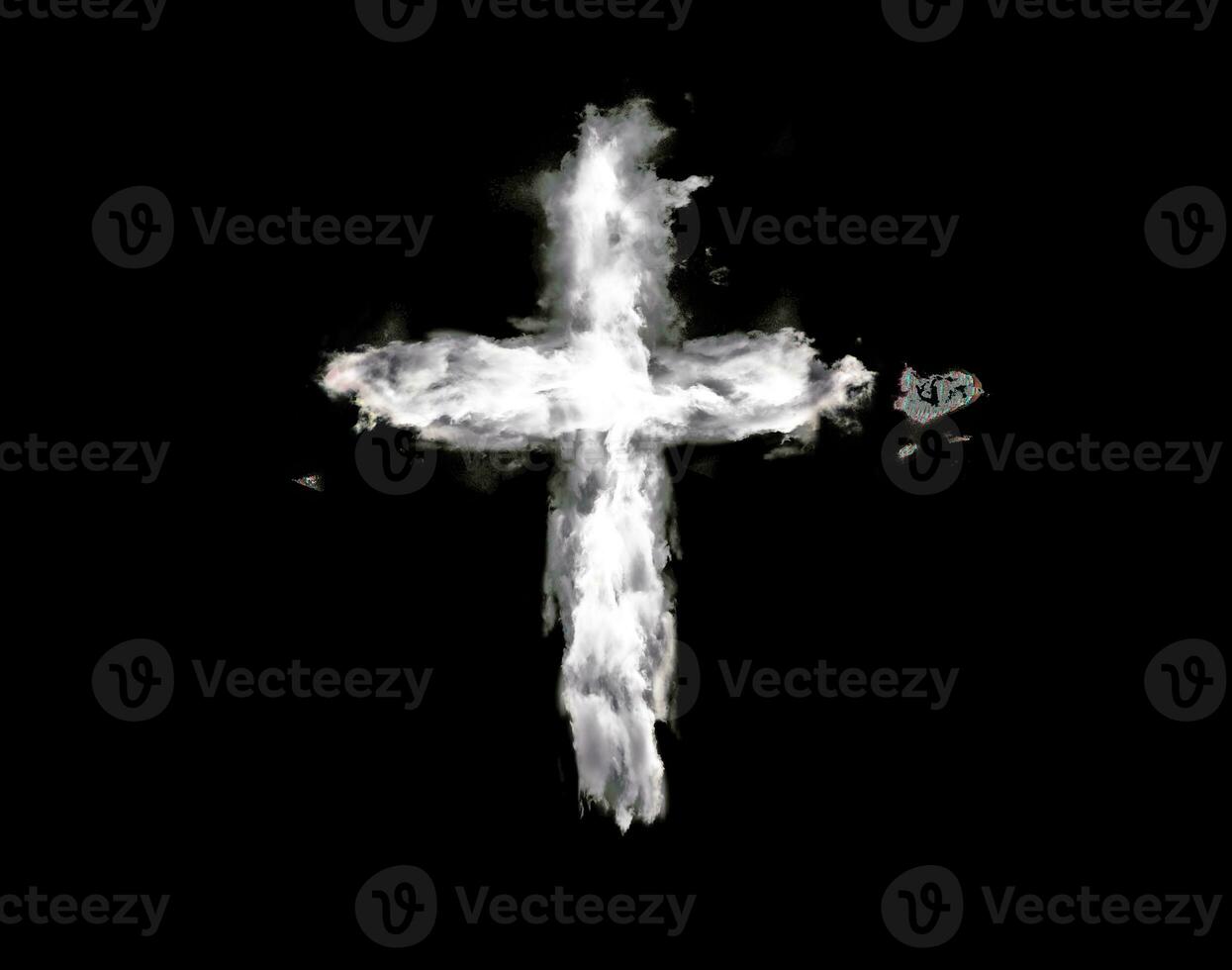 Cloud cross isolated over black background photo