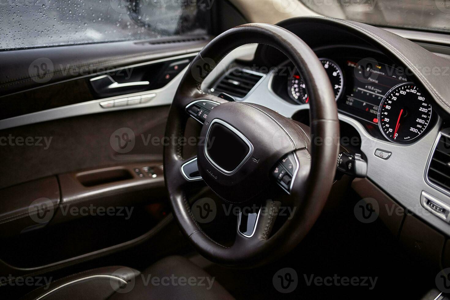 Inside moden car background, car elements and interior photo