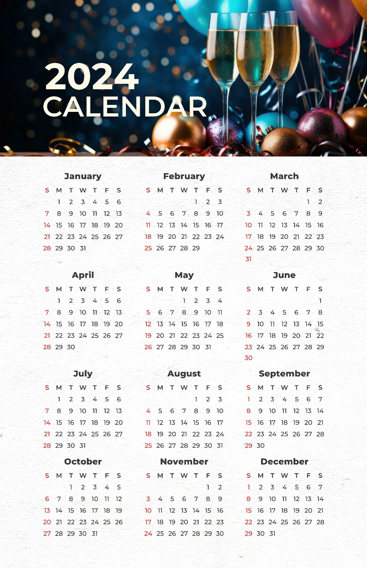 Elegant 2024 Calendar 35080420 Template