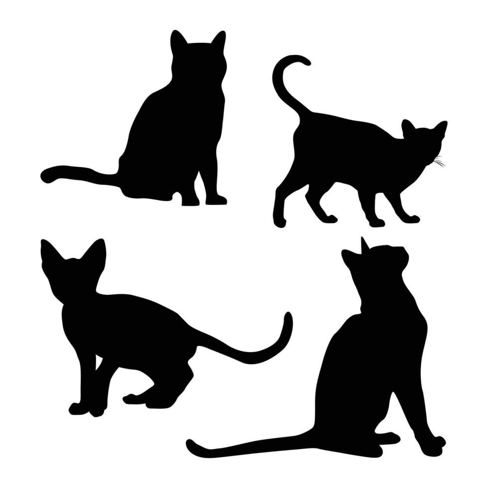 conjunto de siluetas gatos en un blanco antecedentes vector