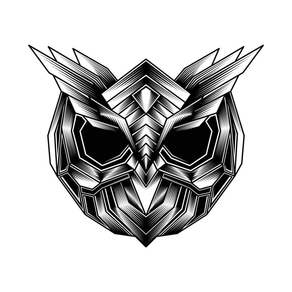 owl head with a geometric design on it vector