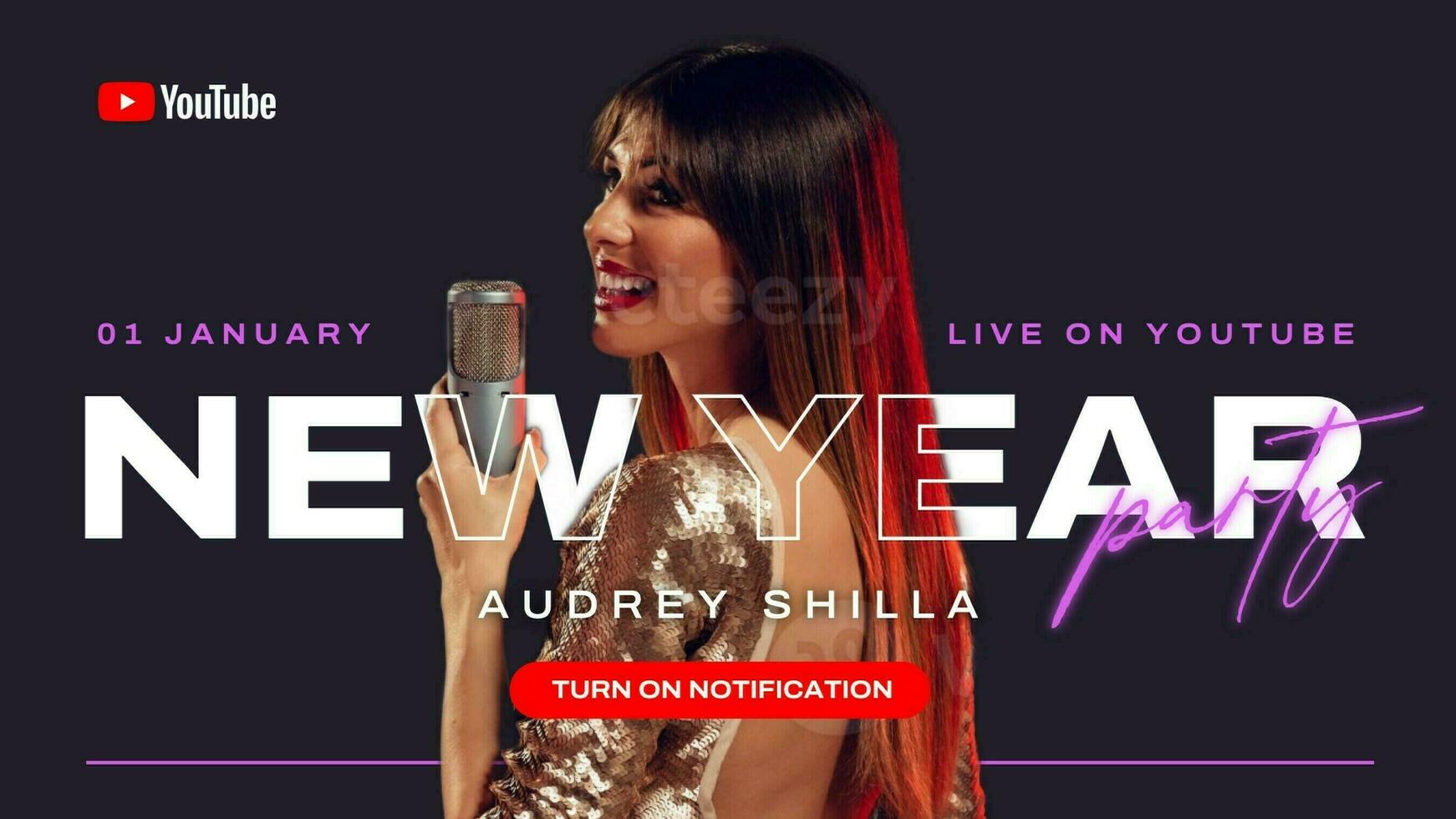 Elegant New Year Live Youtube Thumbnail template