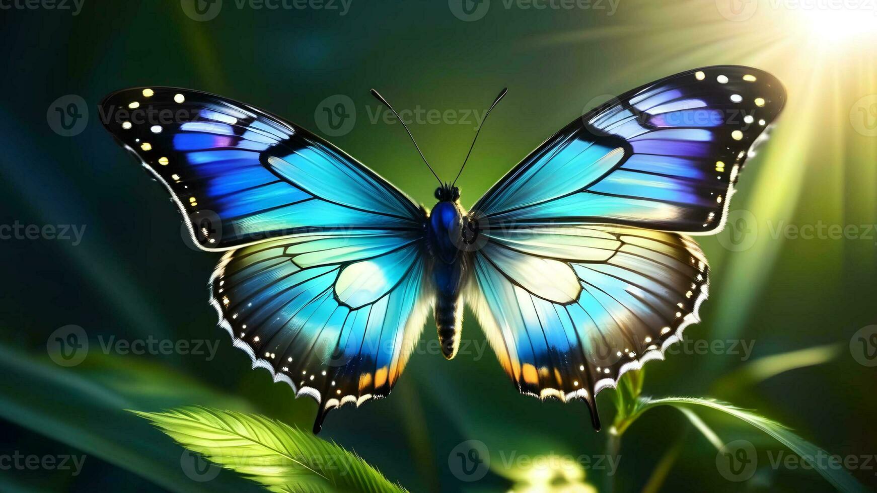AI generated light shiny butterfly photo
