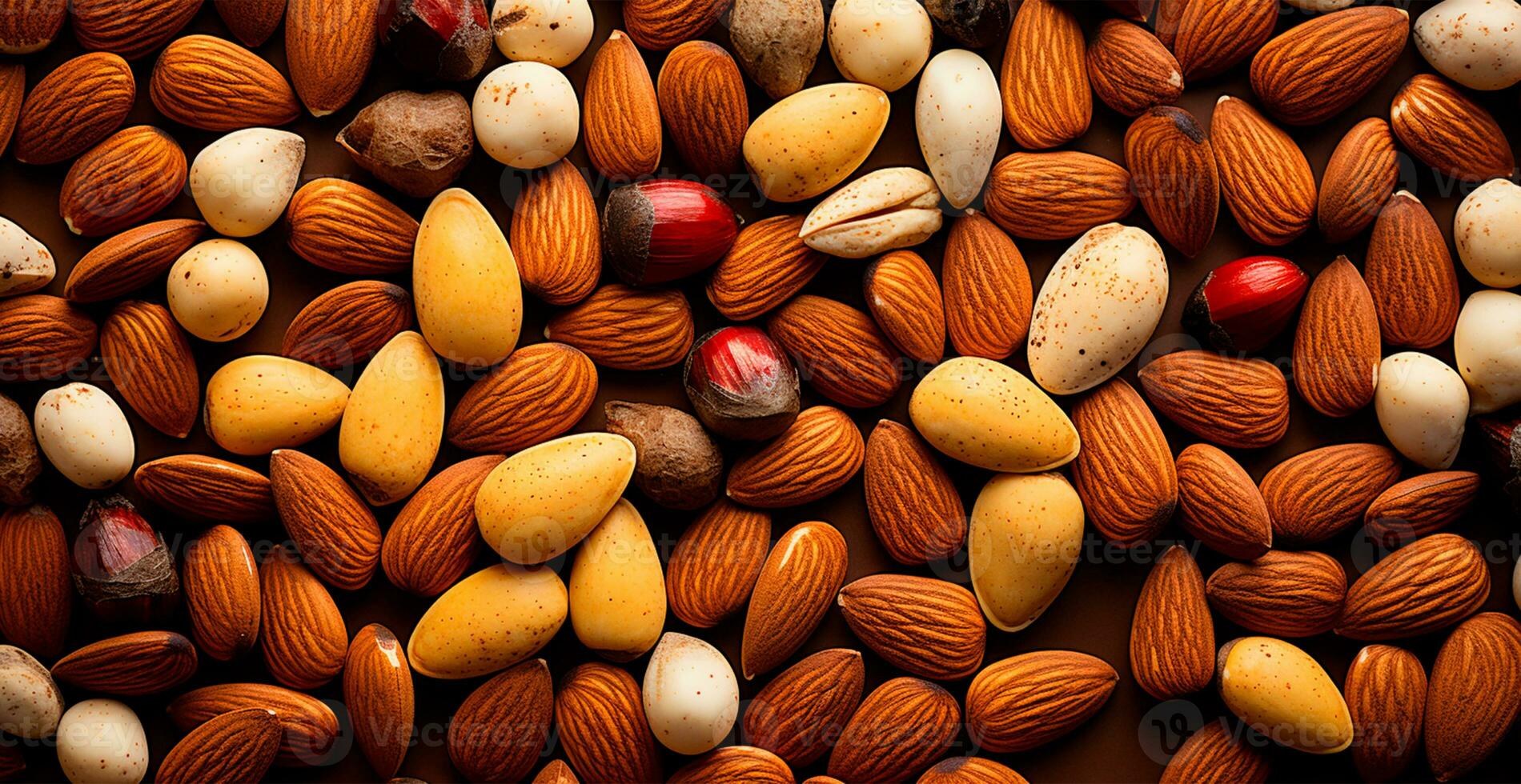 AI generated Roasted almonds, scattering of nuts - AI generated image photo