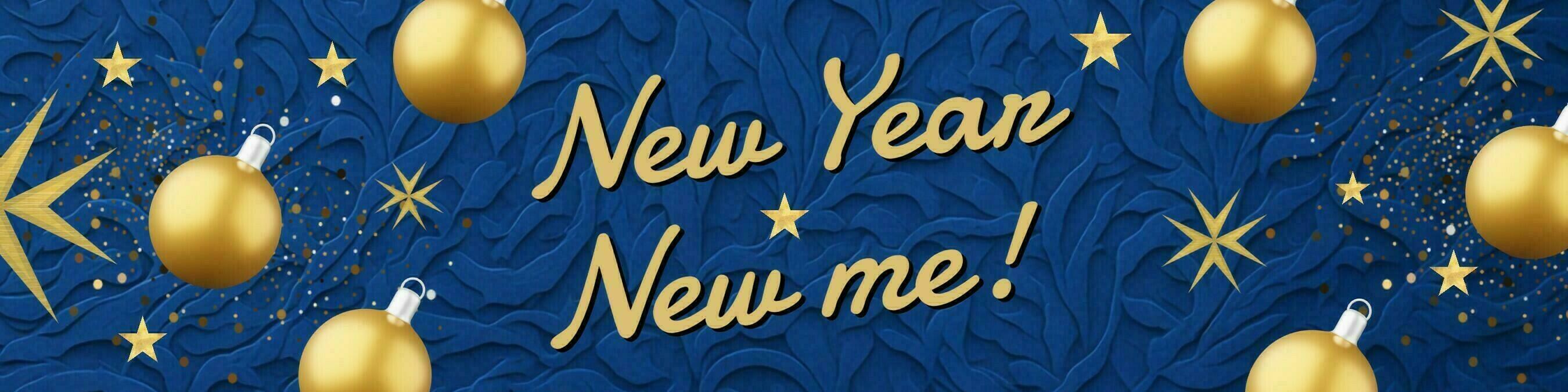 personal new year banner greeting  with blue and gold template