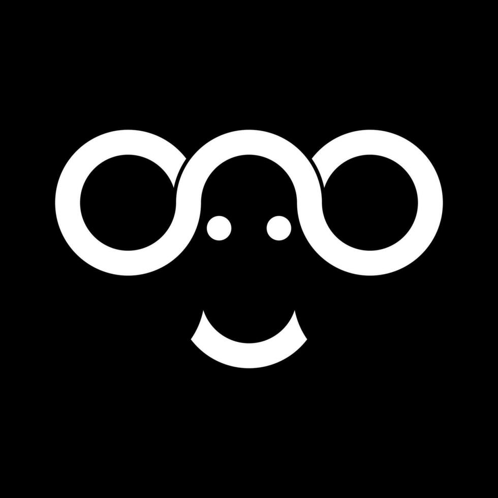 White bull logo On a black background. vector