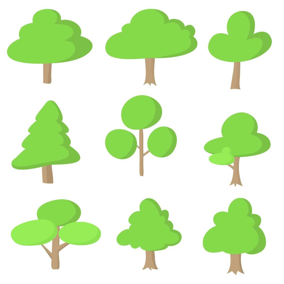 Hand painted tree Isolated on white background, vector illustration.