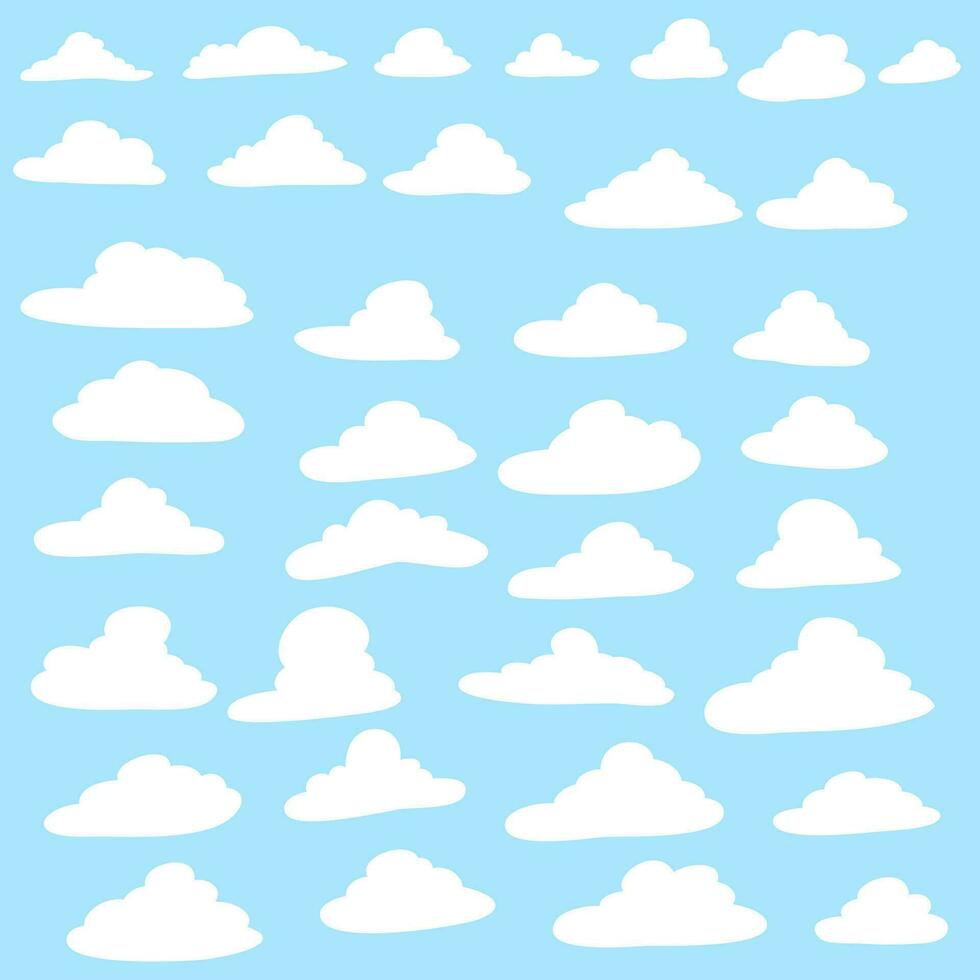 Set of clouds on a blue background vector