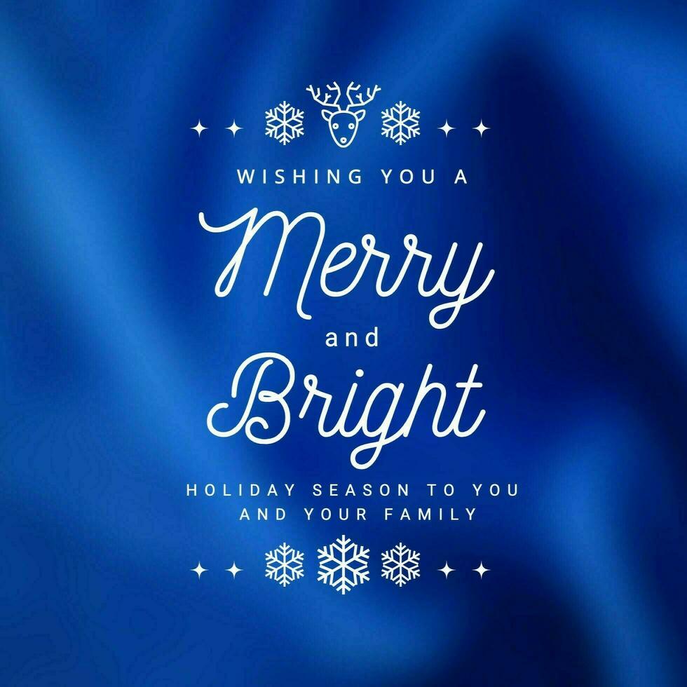 Christmas greeting card with metalic blue and white template