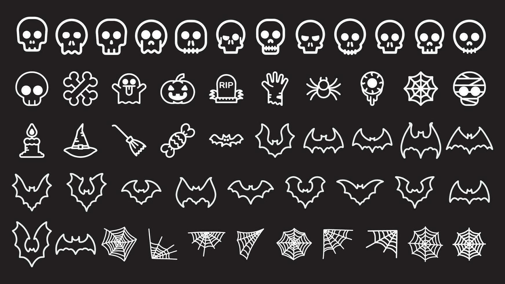 simple icon or silhouettes of halloween ghost on black background. Vector illustration editable.