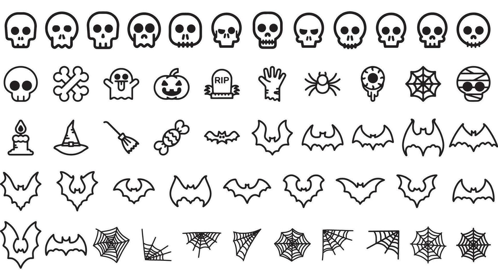 simple icon or silhouettes of halloween ghost on white background. Vector illustration editable.