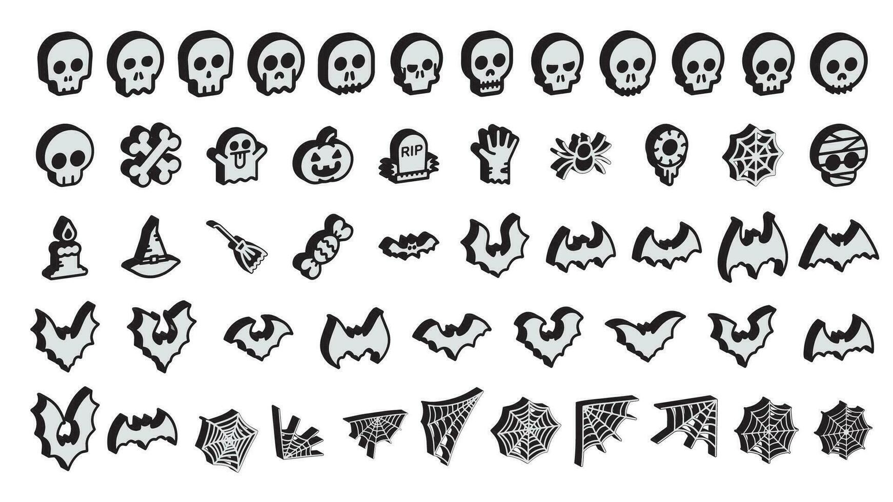 3d simple icon or silhouettes of halloween ghost on white background. Vector illustration editable.