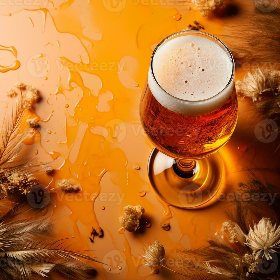 AI generated Glass of fresh light beer - AI generated image photo