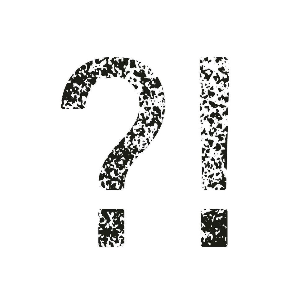FAQ Grunge Texture Icon. Brush Stroke In Question Mark and Exclamation Point Shape. Question and Answer. Caution, Alert Sign. Warning Info Paintbrush Symbol. Isolated Vector Illustration.