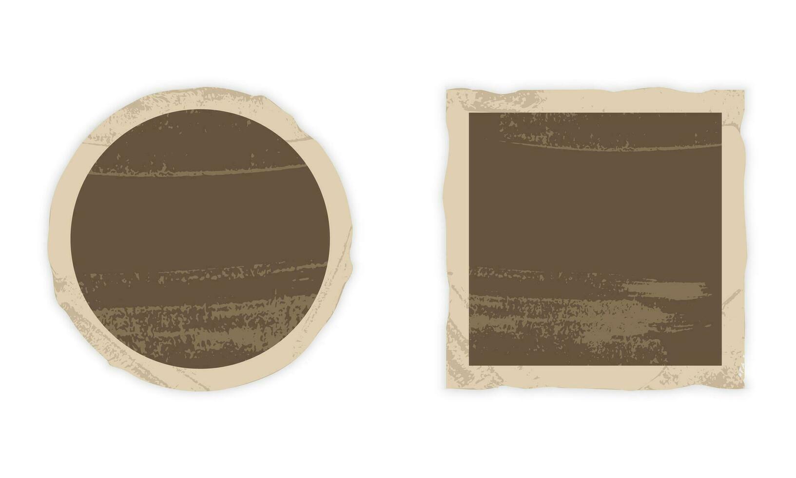 Clásico pergamino con antiguo grunge marrón marco en circulo y cuadrado forma. antiguo papel, antiguo retro sábana en blanco antecedentes. áspero vacío Envejecido antecedentes. aislado vector ilustración.