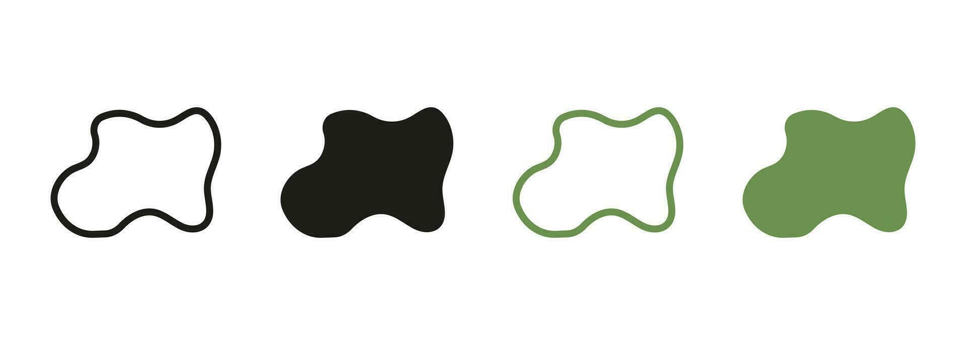 Minimal Fluid. Random Blotch Line and Silhouette Set. Organic Abstract Blob Shape. Simple Irregular Smooth Black and Color Form. Pebble, Stone, Drop Collection. Isolated Vector Illustration.
