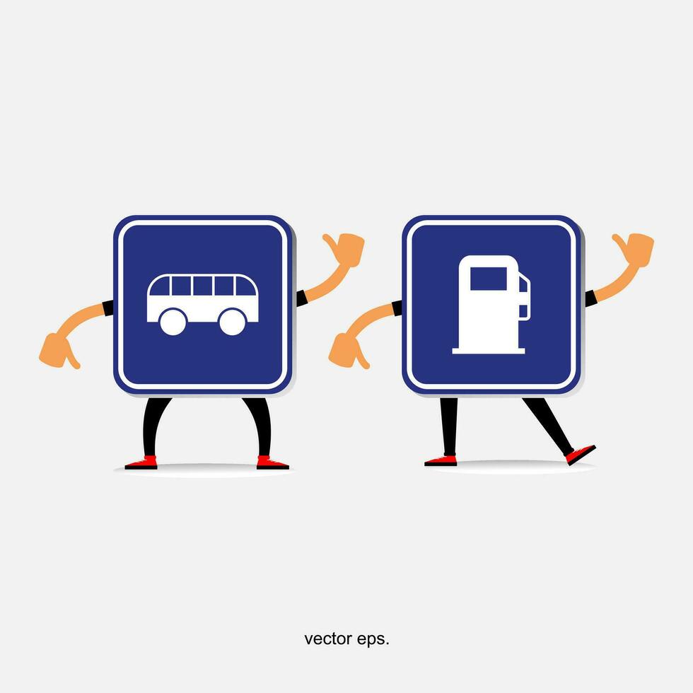 two people holding signs with a bus and a car vector