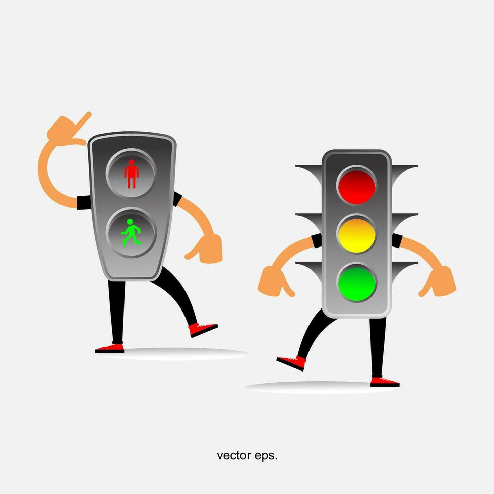two people standing next to traffic lights vector