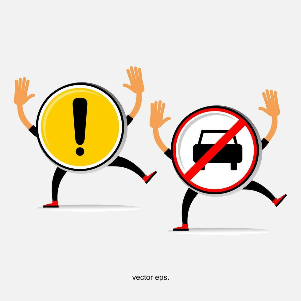 two people with signs that say no cars and no cars vector