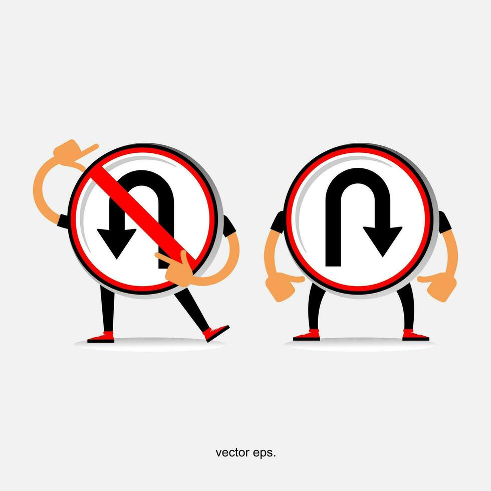 two cartoon characters holding up signs with arrows pointing in different directions vector