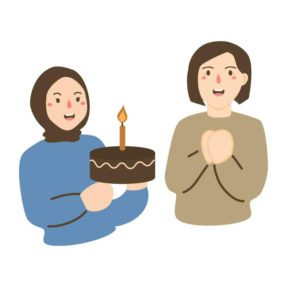 contento personas celebrando cumpleaños ilustración vector