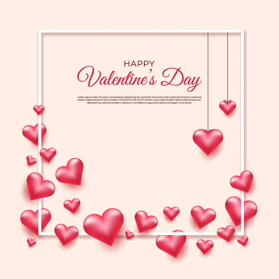 contento San Valentín día moderno póster modelo con corazón amor diseño en un antecedentes vector