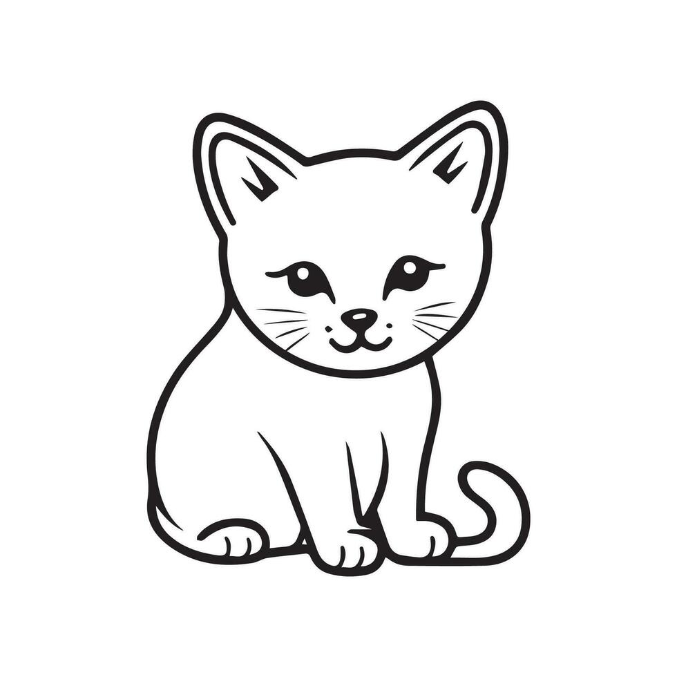 Cute white cat feeling sad, vector illustration