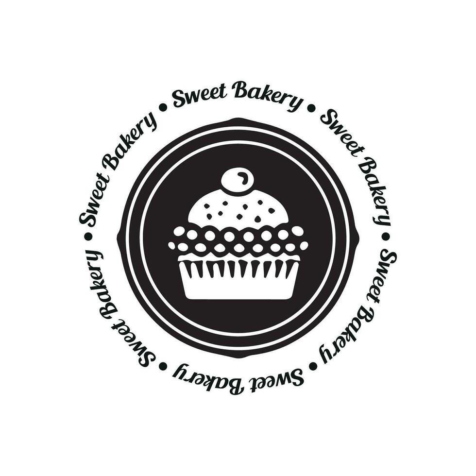 Sweet cupcake logo for any business especially for cakery, bakery, cake shop, cafe vector