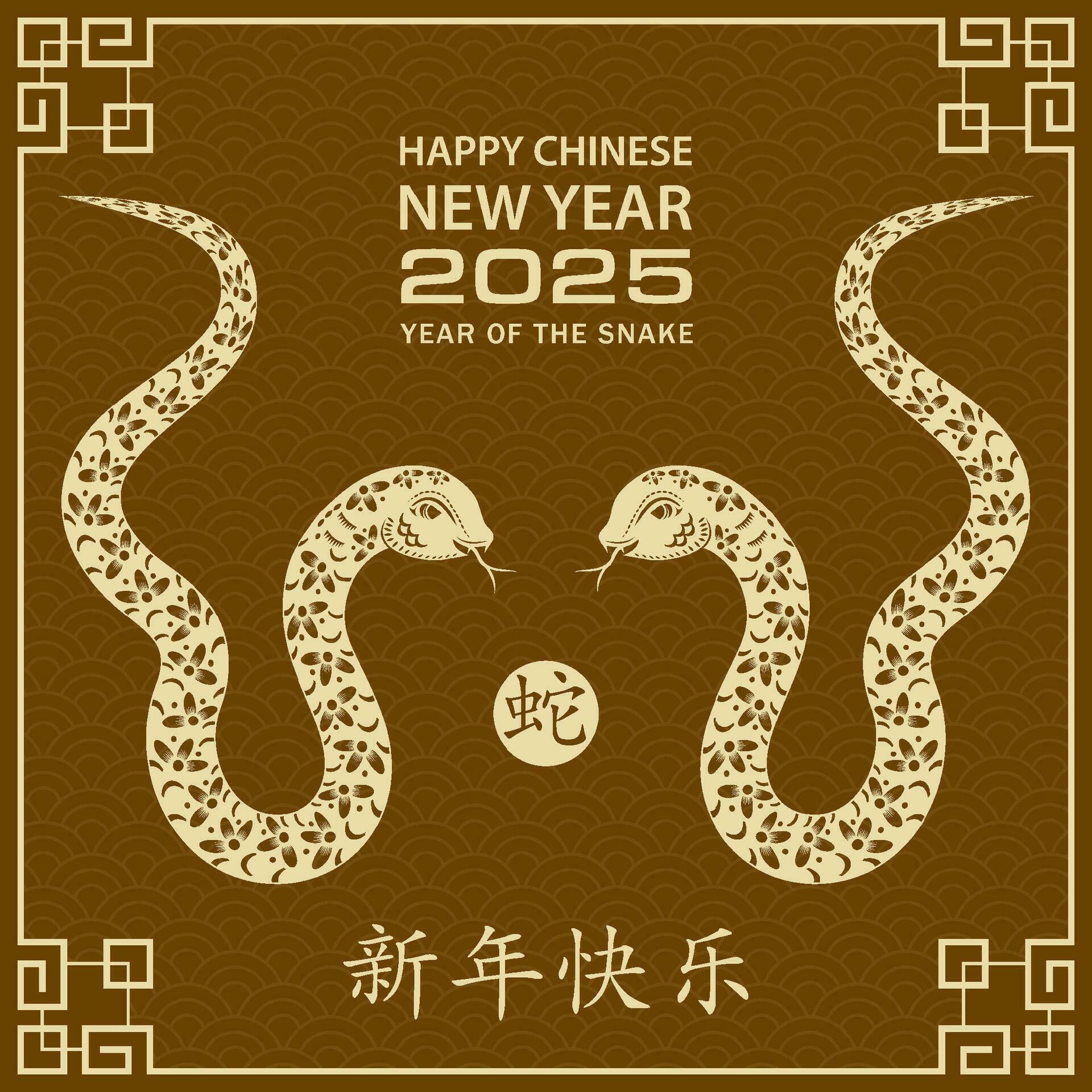 Happy Chinese new year 2025 Zodiac sign, year of the Snake 35081603
